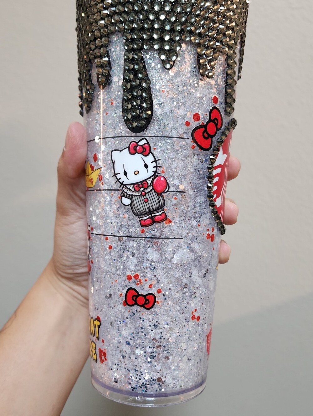 Starbucks Hello Kitty Rhinestone Tumbler - Red, Black, White Custom Made - Picture 6 of 9